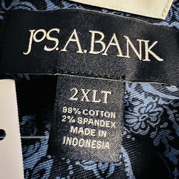 NWT Jos A Bank Blue Paisley Lightweight Satin Button Down Dress Shirt 2XLT - Picture 8 of 8